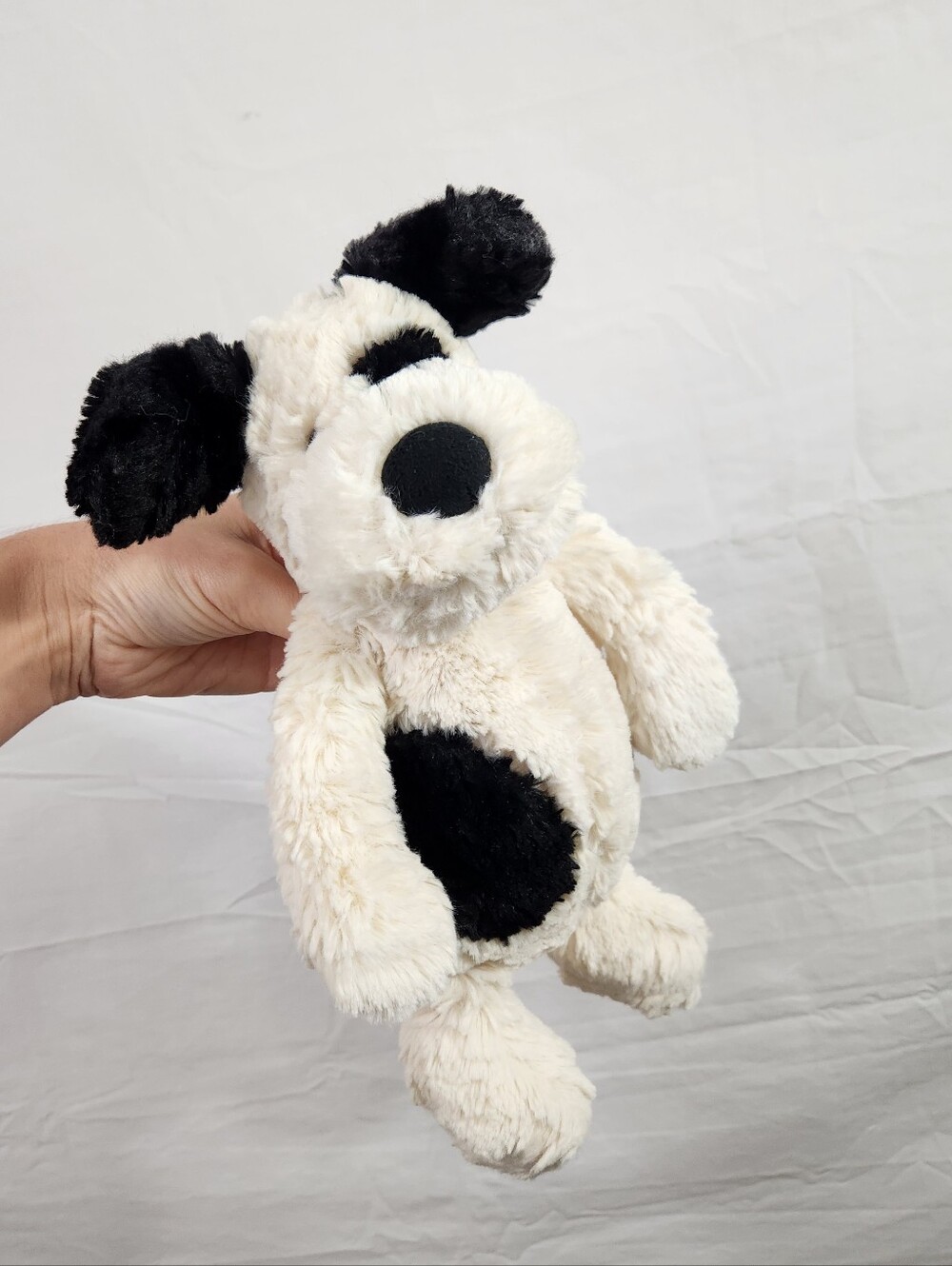 Jellycat Bashful Puppy Dog Plush Cream White Black Stuffed Animal Toy 12"